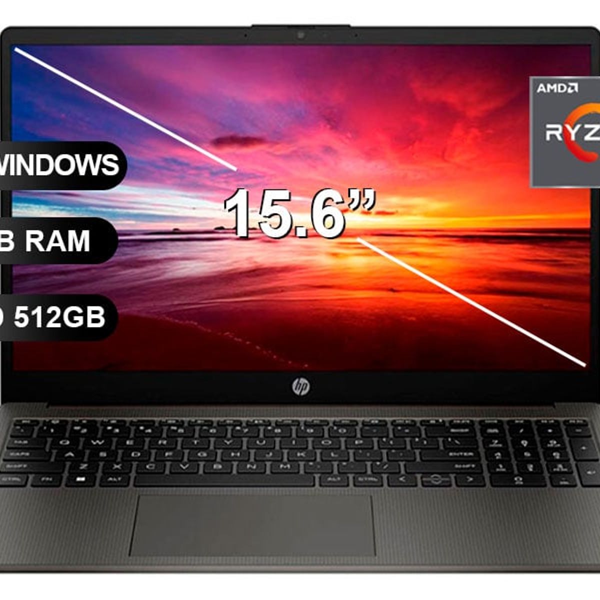 HP - LAPTOP HP 255 G10 RYZEN 5 7530U/ 8GB/ SSD512GB/ 15.6/ 81Z35LT/ SIN WINDOWS