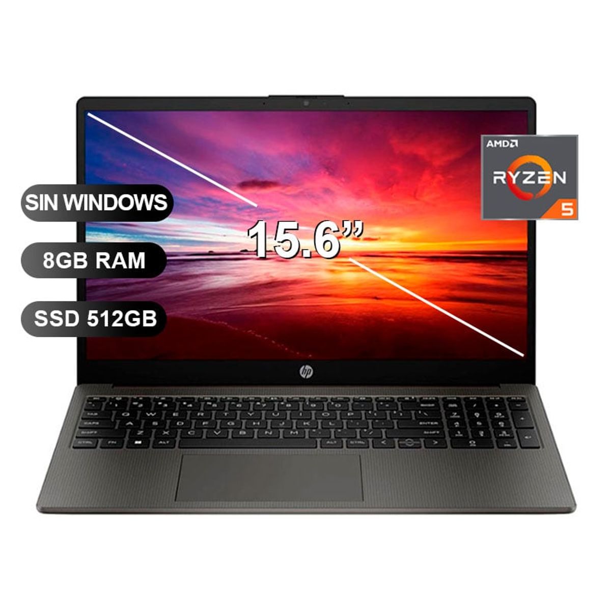 HP - LAPTOP HP 255 G10 RYZEN 5 7530U/ 8GB/ SSD512GB/ 15.6/ 81Z35LT/ SIN WINDOWS