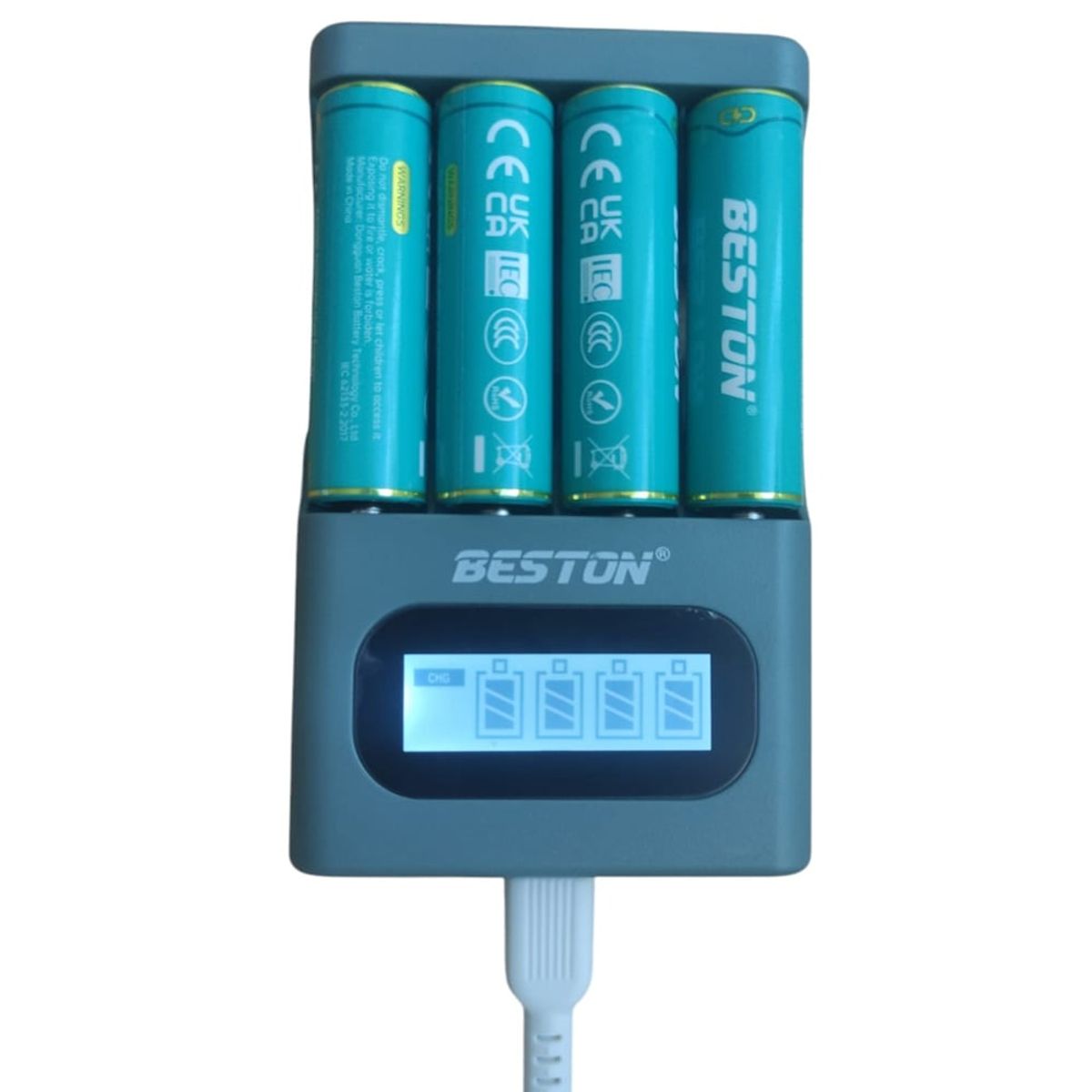 BESTON - Cargador de pilas baterías recargables 4 puestos AA AAA M9501