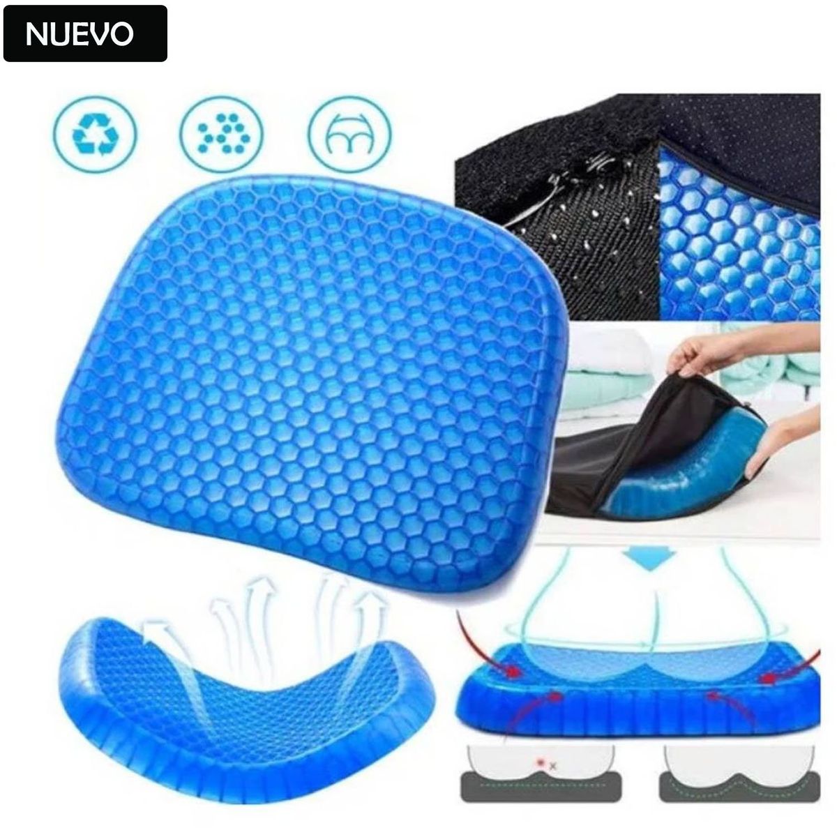 GENERICO - Asiento Cojín Confortable de Gel con Funda