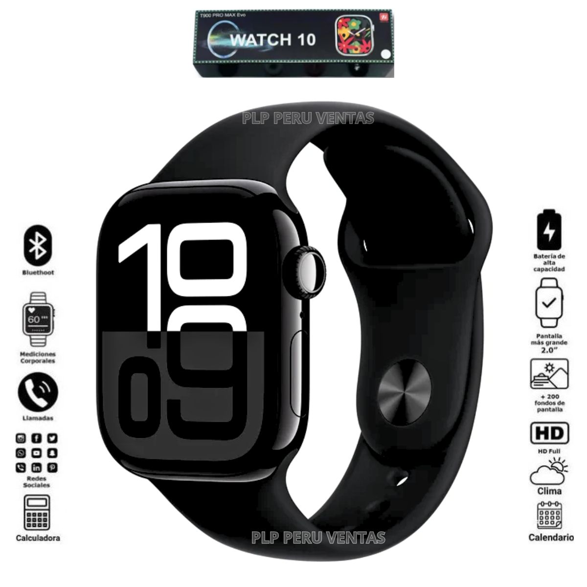 OEM - Smartwatch T900 Pro Max Evo Serie 10 Amoled Negro