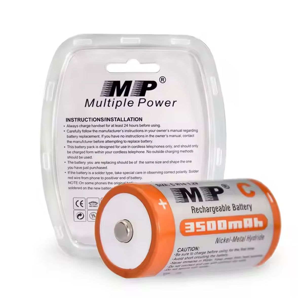 BESTON - 2 Baterias de NimH recargable Tipo C pilas 1.2V 3500mAh MP mediana