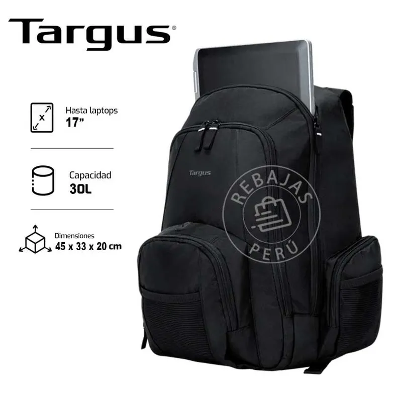 TARGUS - Mochila Targus Groove 17 Negra con Compartimentos y Protección