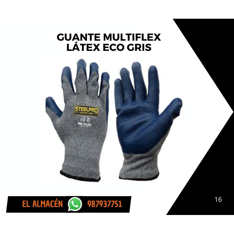 STEELPRO - GUANTES MULTIFLEX LÁTEX ECO GRIS - PACK X 12