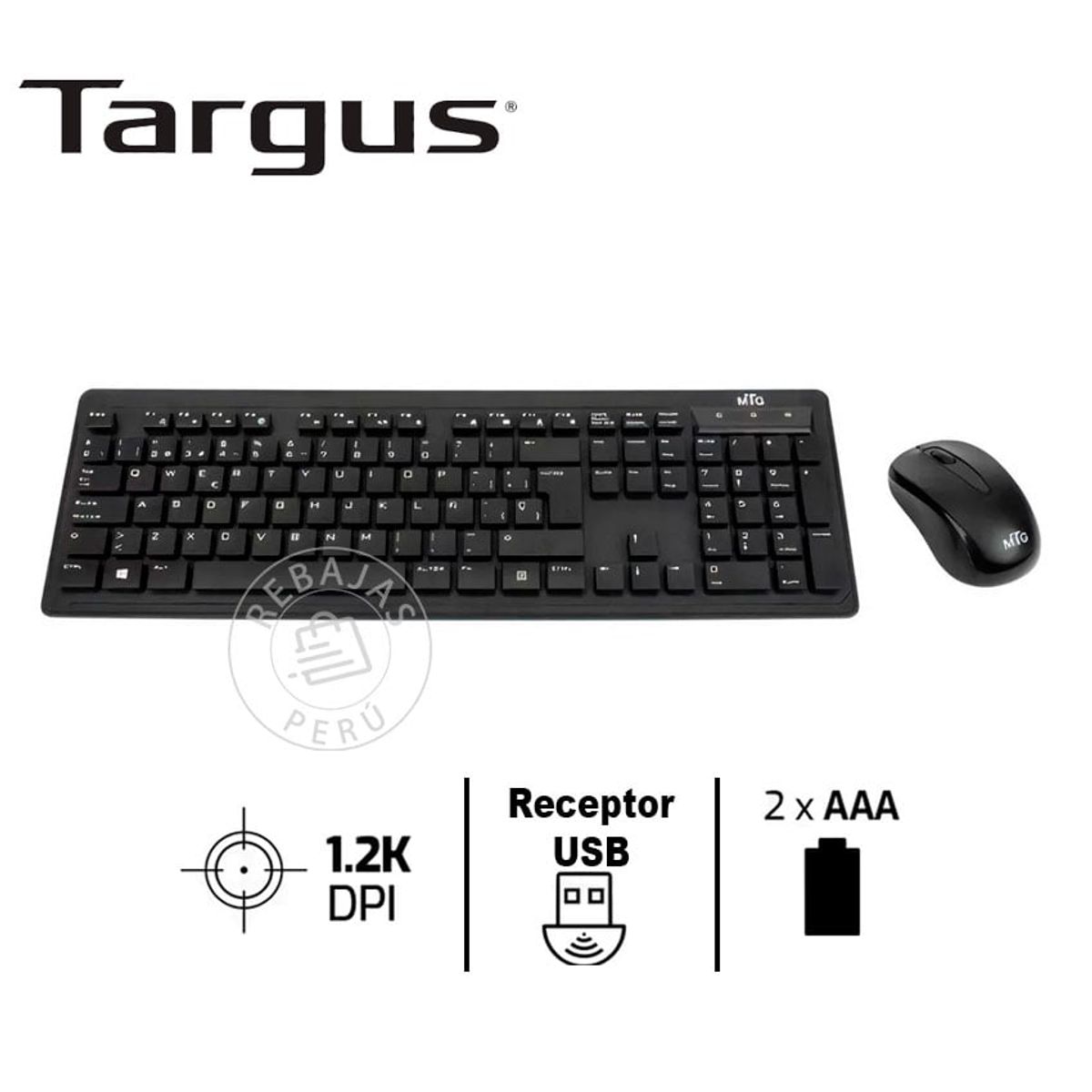 TARGUS - Combo Teclado y Mouse MTG by Targus Wireless  Comodidad y Precisión