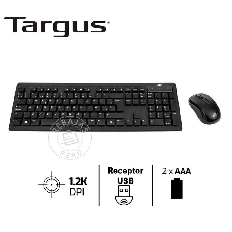 TARGUS - Combo Teclado y Mouse MTG by Targus Wireless  Comodidad y Precisión