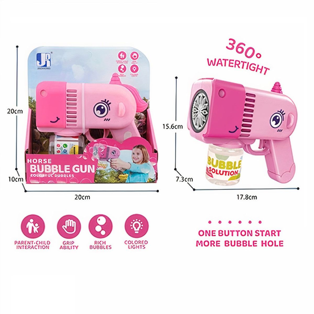 GENERICO - Pistola burbujas - 12 burbujas automatico - Unicornio