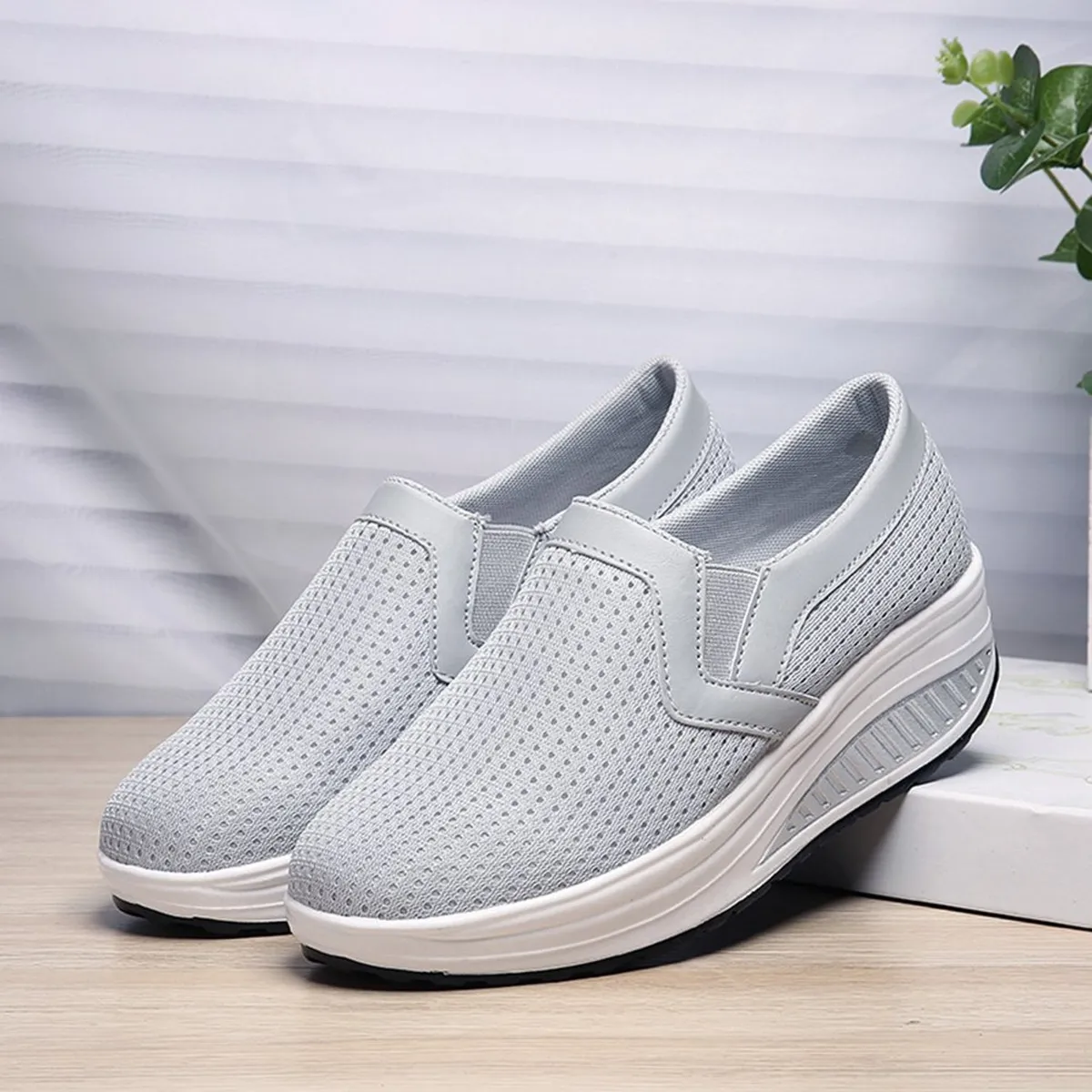 TIOZONEY - Zapatillas casuales para Mujer -Gris
