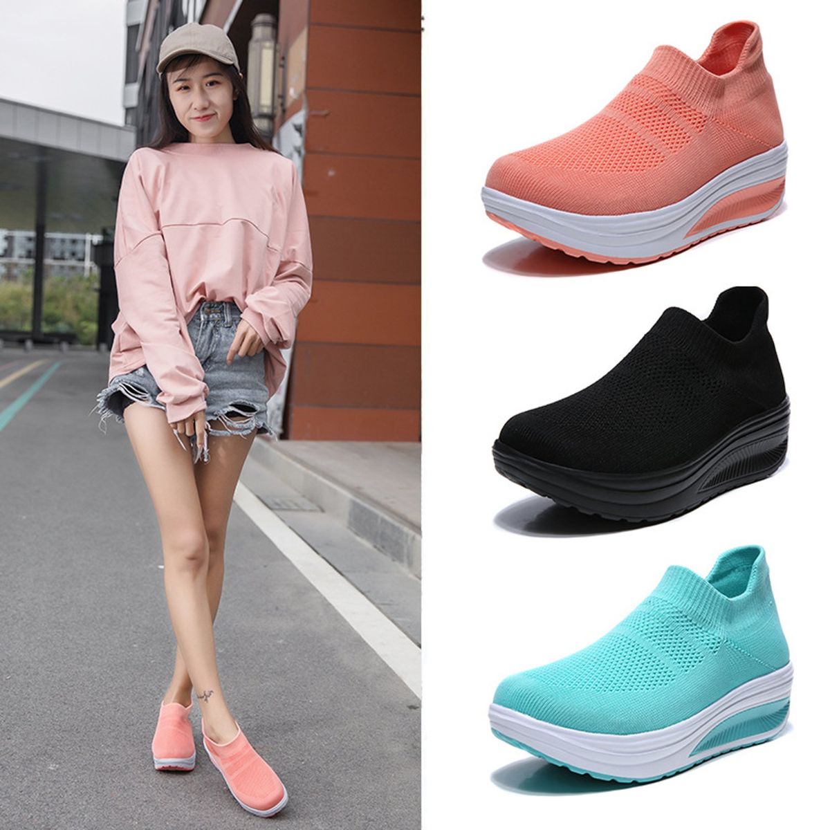 TIOZONEY - Zapatillas casuales para Mujer -Rosa