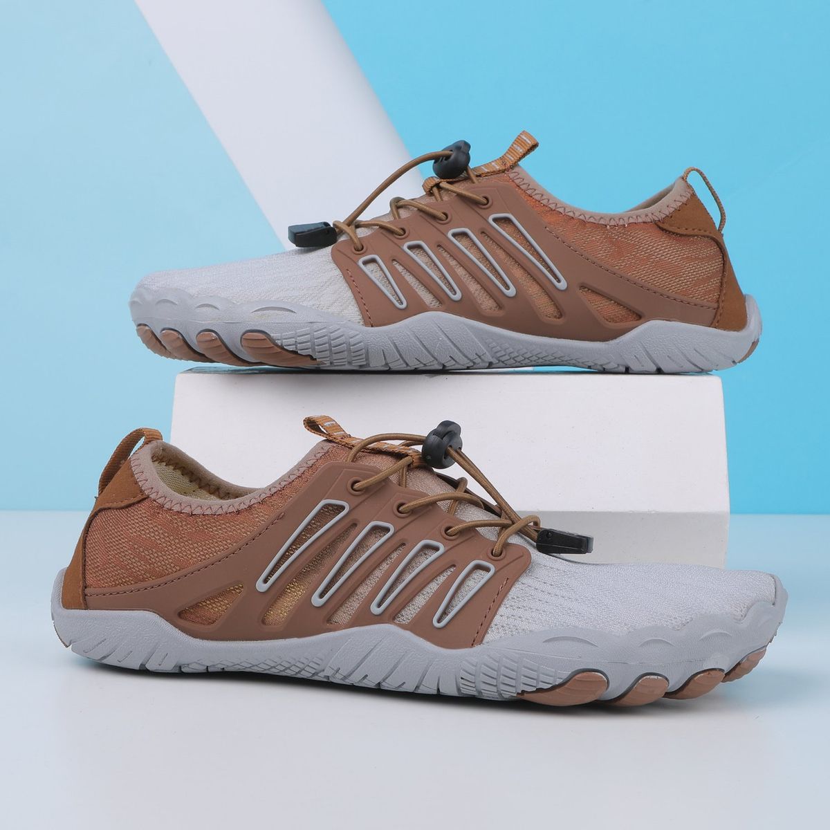 TIOZONEY - Calzado de senderismo descalzo Marrón