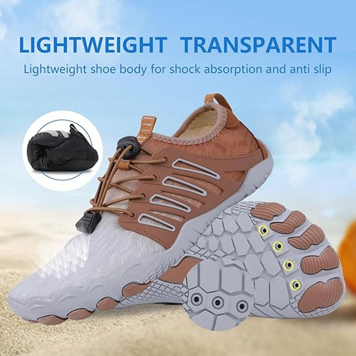 TIOZONEY - Calzado de senderismo descalzo Marrón