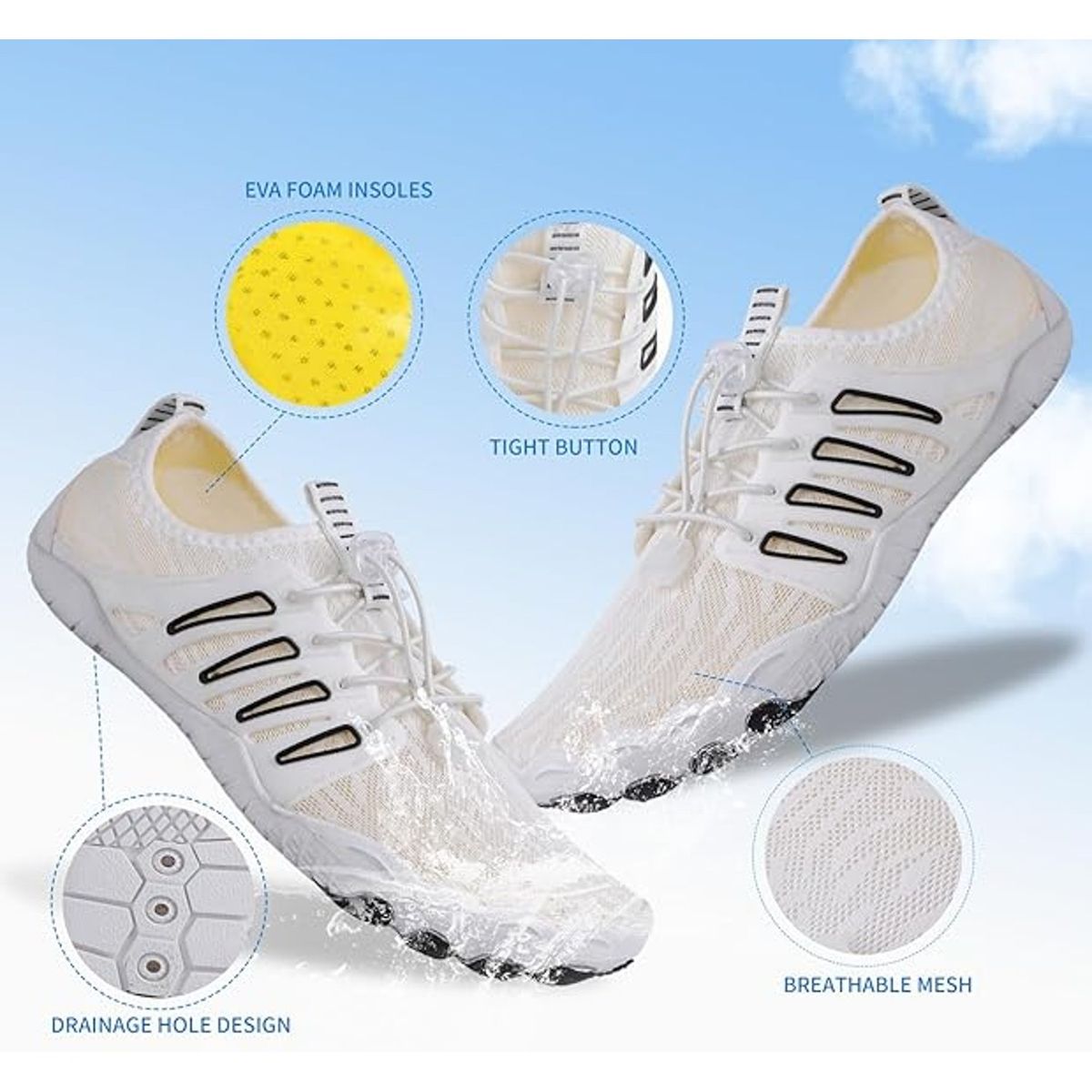 TIOZONEY - Calzado de senderismo descalzo Blanco