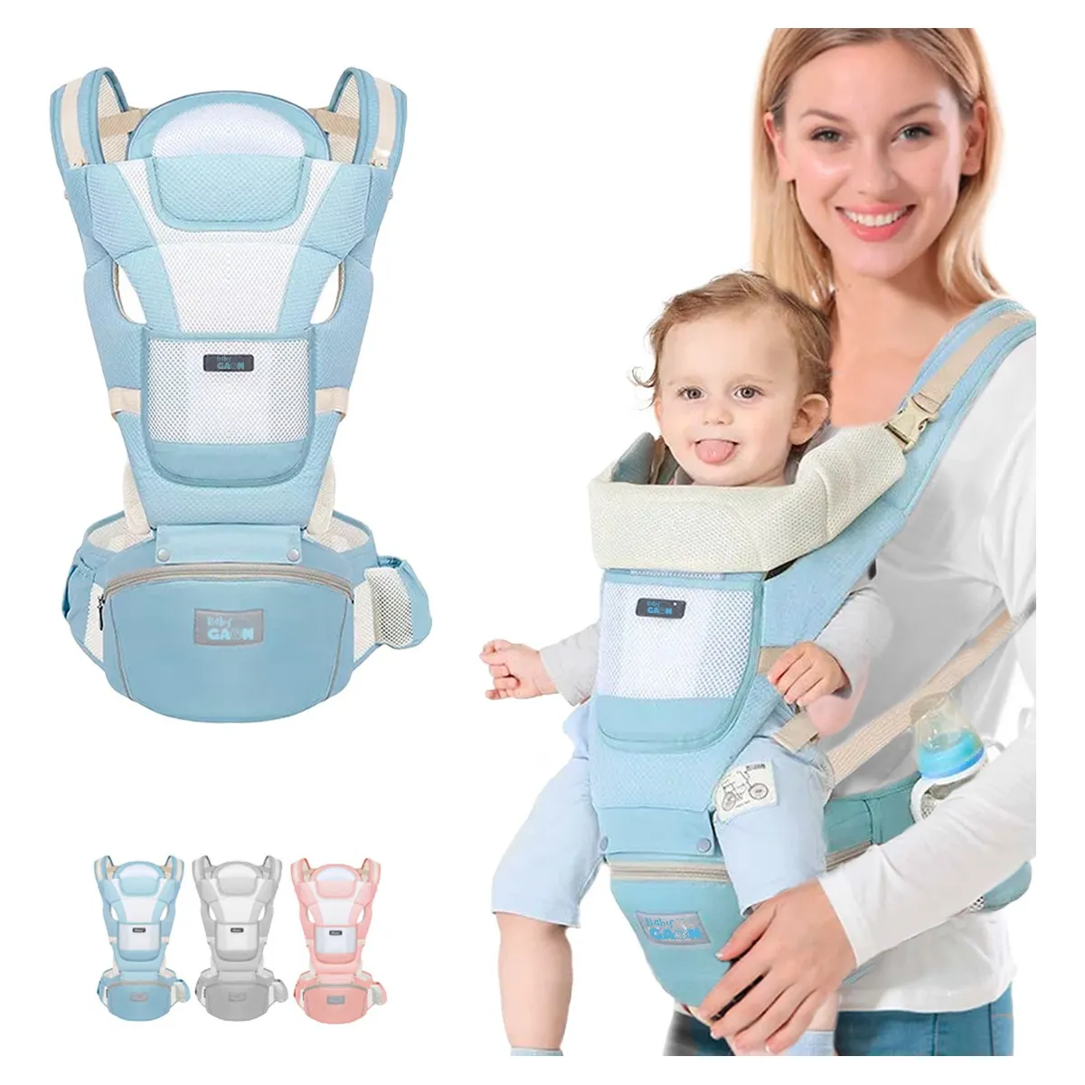 TIOZONEY - Mochila Porteo Ergonómico Cangurera Bebe Portabebes 4 En 1