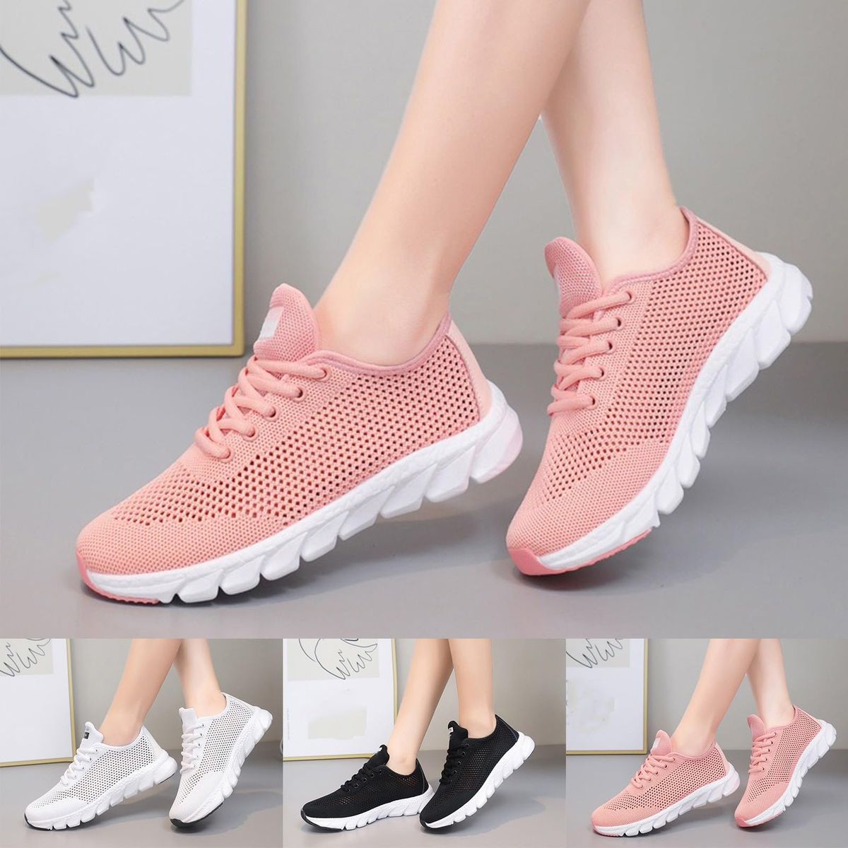 TIOZONEY - Zapatillas casuales para Mujer -Rosa