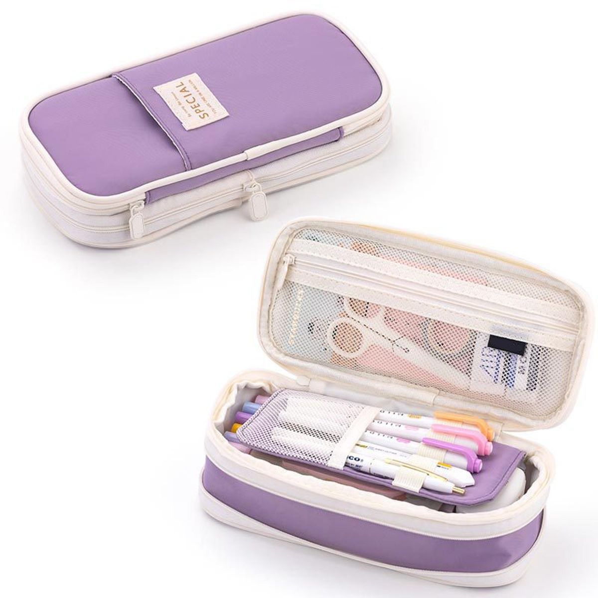 TIOZONEY - Lapicera Estuche gran capacidad cremallera doble capa