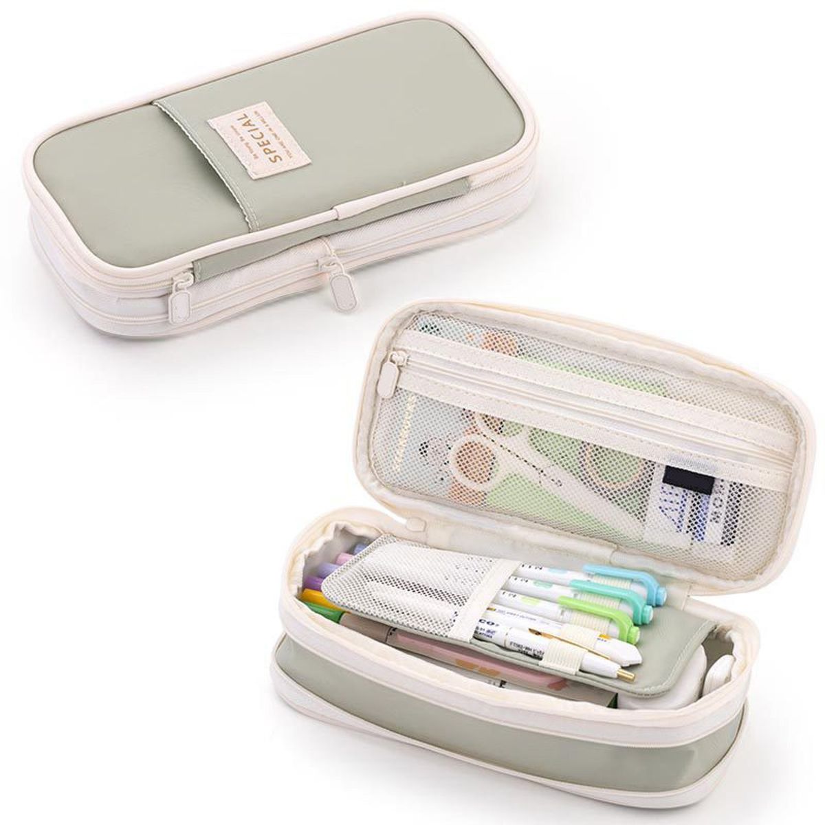 TIOZONEY - Lapicera Estuche gran capacidad cremallera doble capa