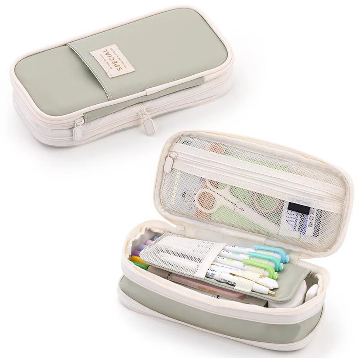 TIOZONEY - Lapicera Estuche gran capacidad cremallera doble capa