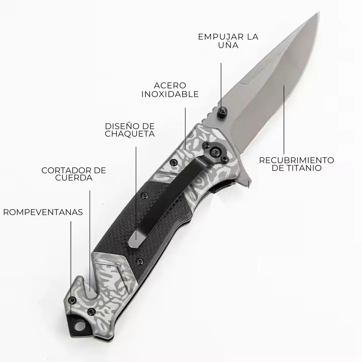 BROWNING - Cuchillo Táctico Browning F119 con Seguro Clip y Cortador de Cinturón