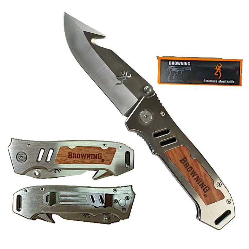 BROWNING - Navaja Táctico de Bolsillo Cuchillo de caza Acero Inoxidable