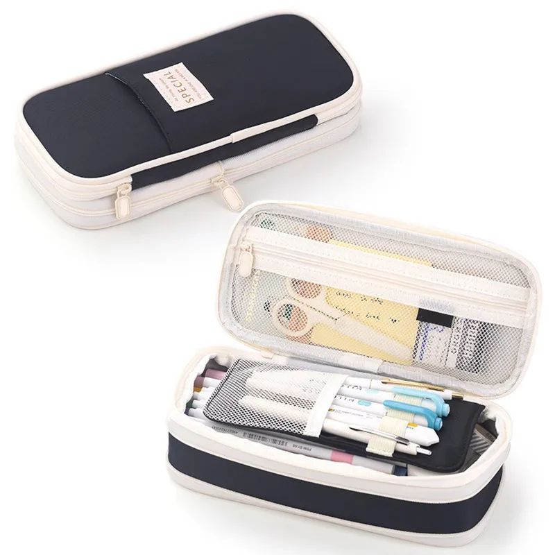 TIOZONEY - Lapicera Estuche gran capacidad cremallera doble capa