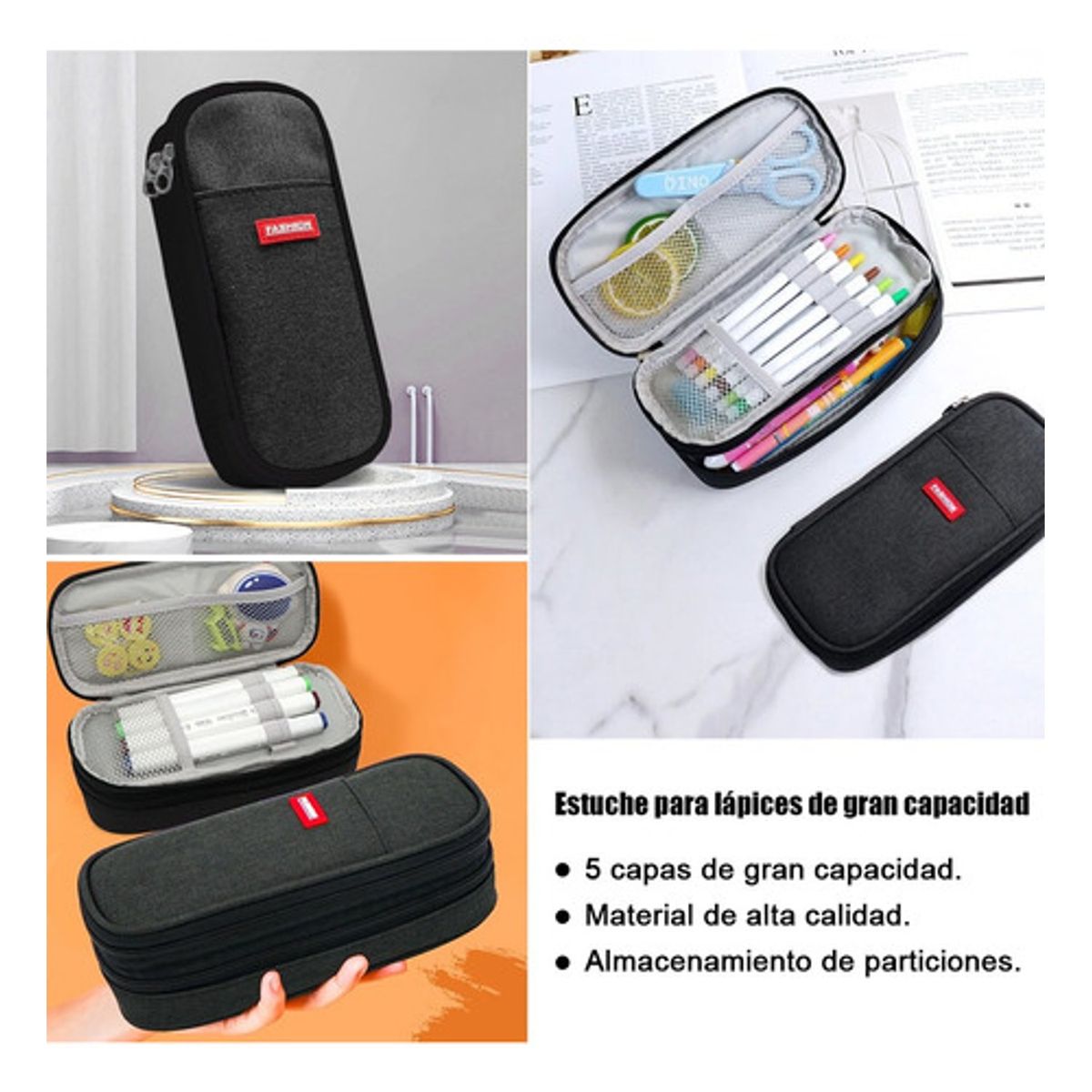 TIOZONEY - Lapicera Estuche gran capacidad cremallera doble capa