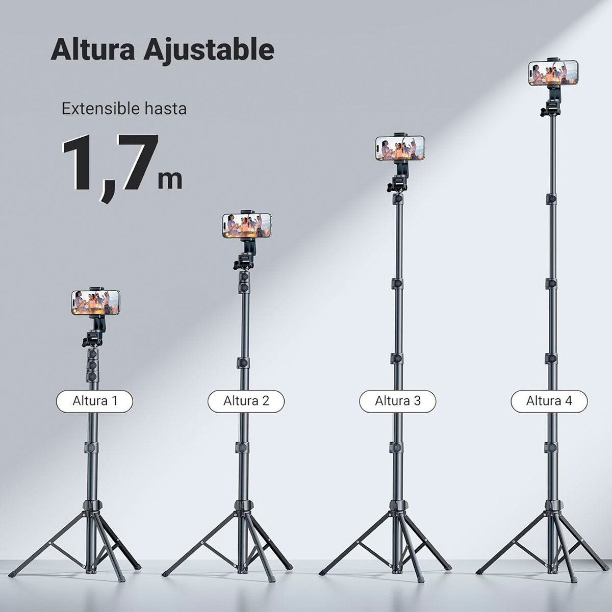 UGREEN - Tripode Selfie Stick Ugreen Profesional Soporte 2 en 1 Bluetooth