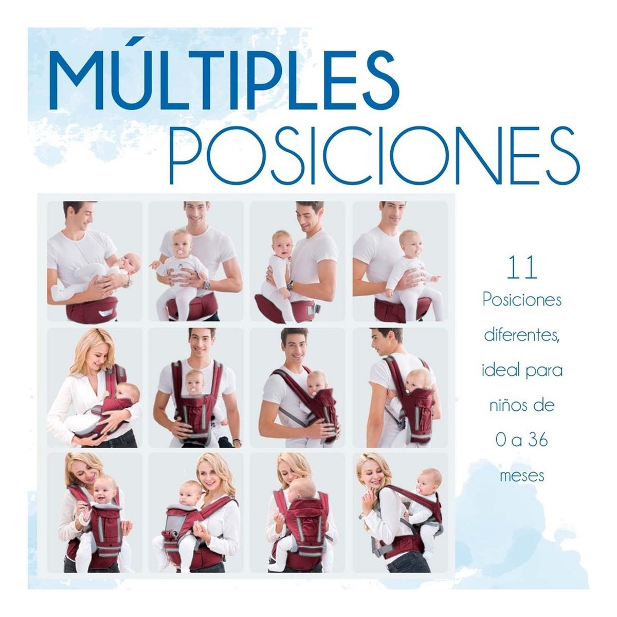 TIOZONEY - Cangurera Porta Bebes Cargador Ergonomico Posiciones 0-3años