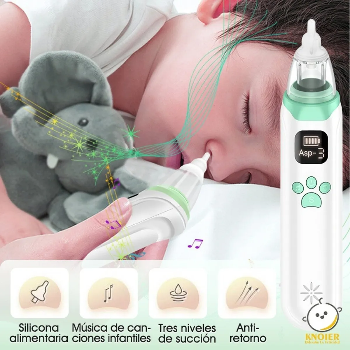 TIOZONEY - Aspirador Nasal Electrico Para Bebe Saca Mocos Limpiador