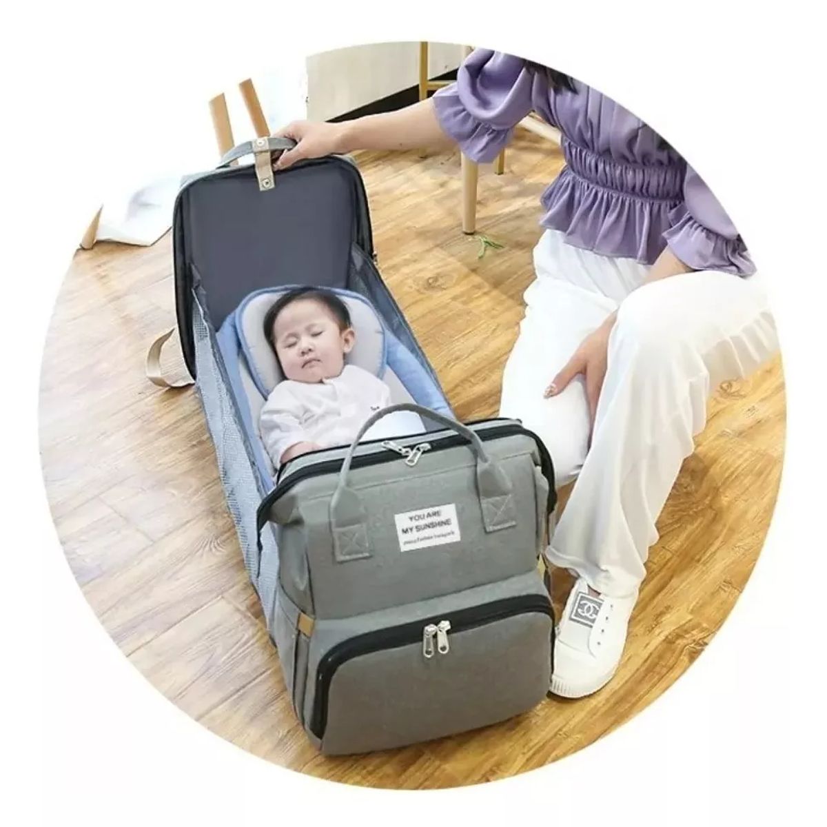 TIOZONEY - Bolsa Mochila De Pañales Para Mamá Cama De Bebé Plegable