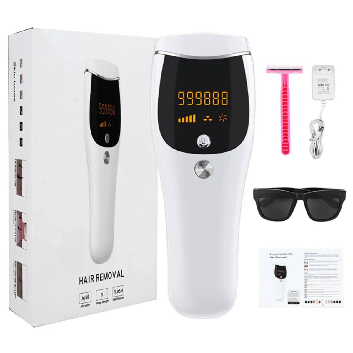 TIOZONEY - Depiladora láser IPL 990000 indolora profesional y femenina