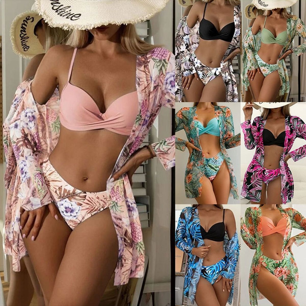 TIOZONEY - Conjunto bikini mujer con Tunica