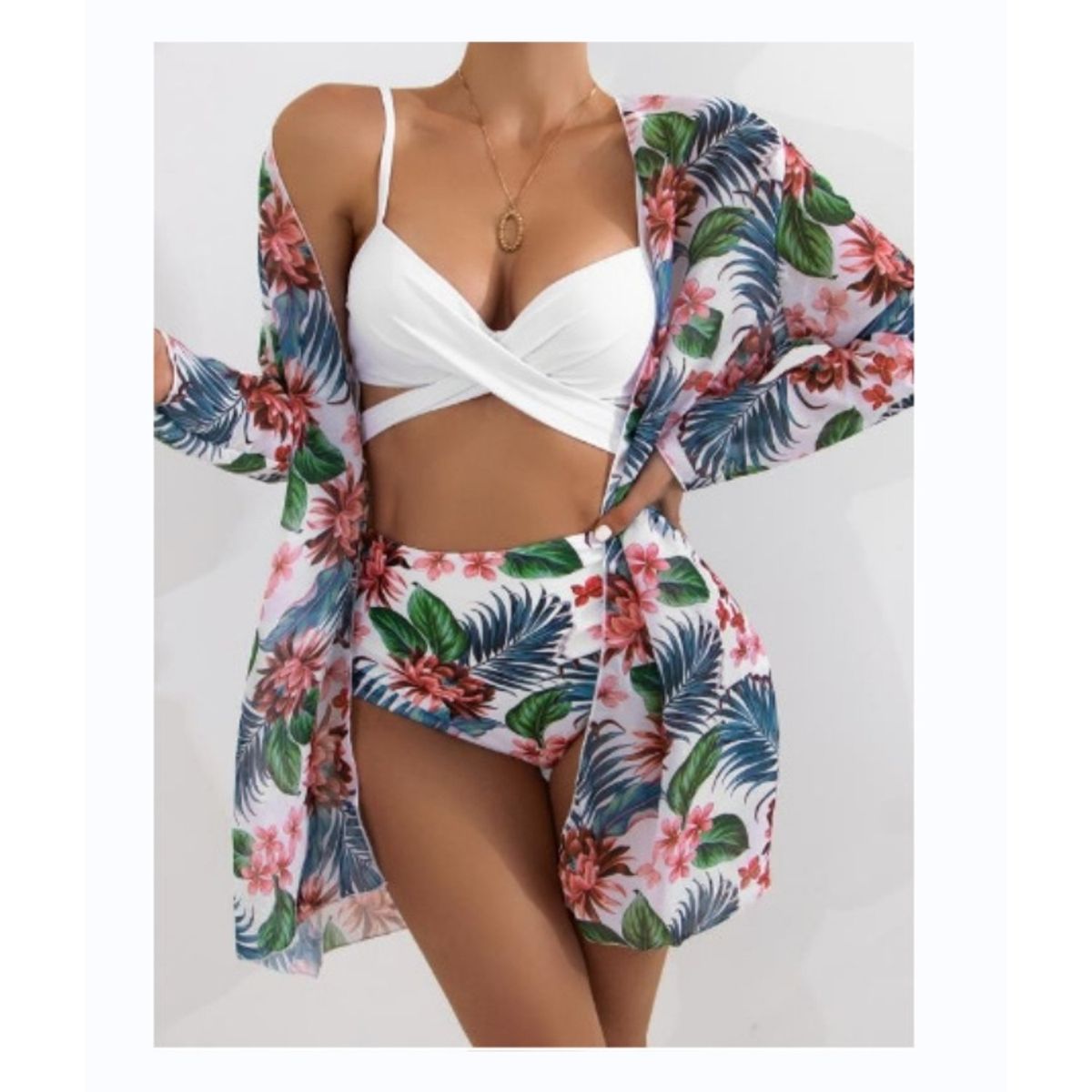 TIOZONEY - Conjunto bikini mujer con Tunica