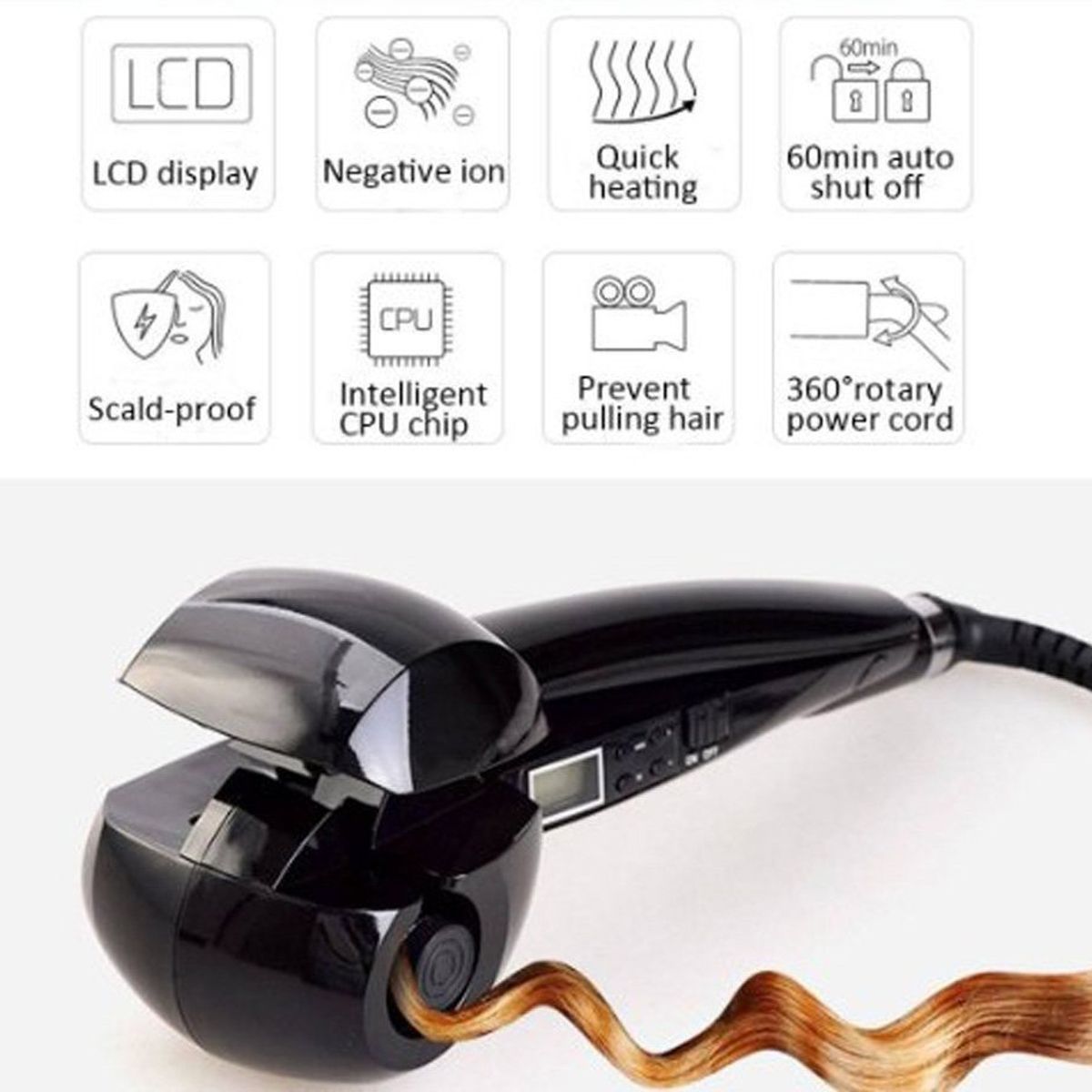 TIOZONEY - Rizador de Cabello Automático LCD Pro para Salón