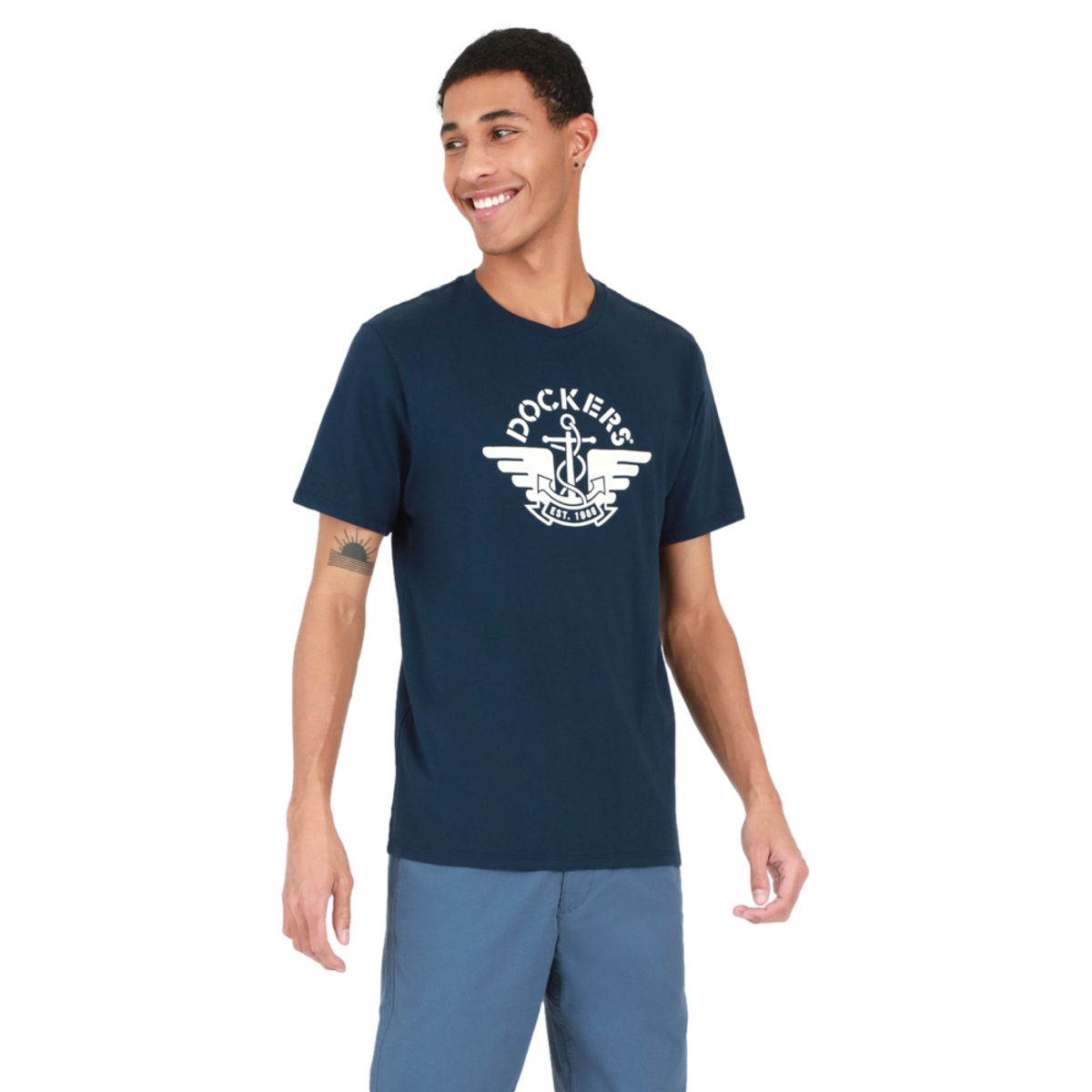 DOCKERS - Polo Hombre Logo Tee Regular Fit Azul Dockers