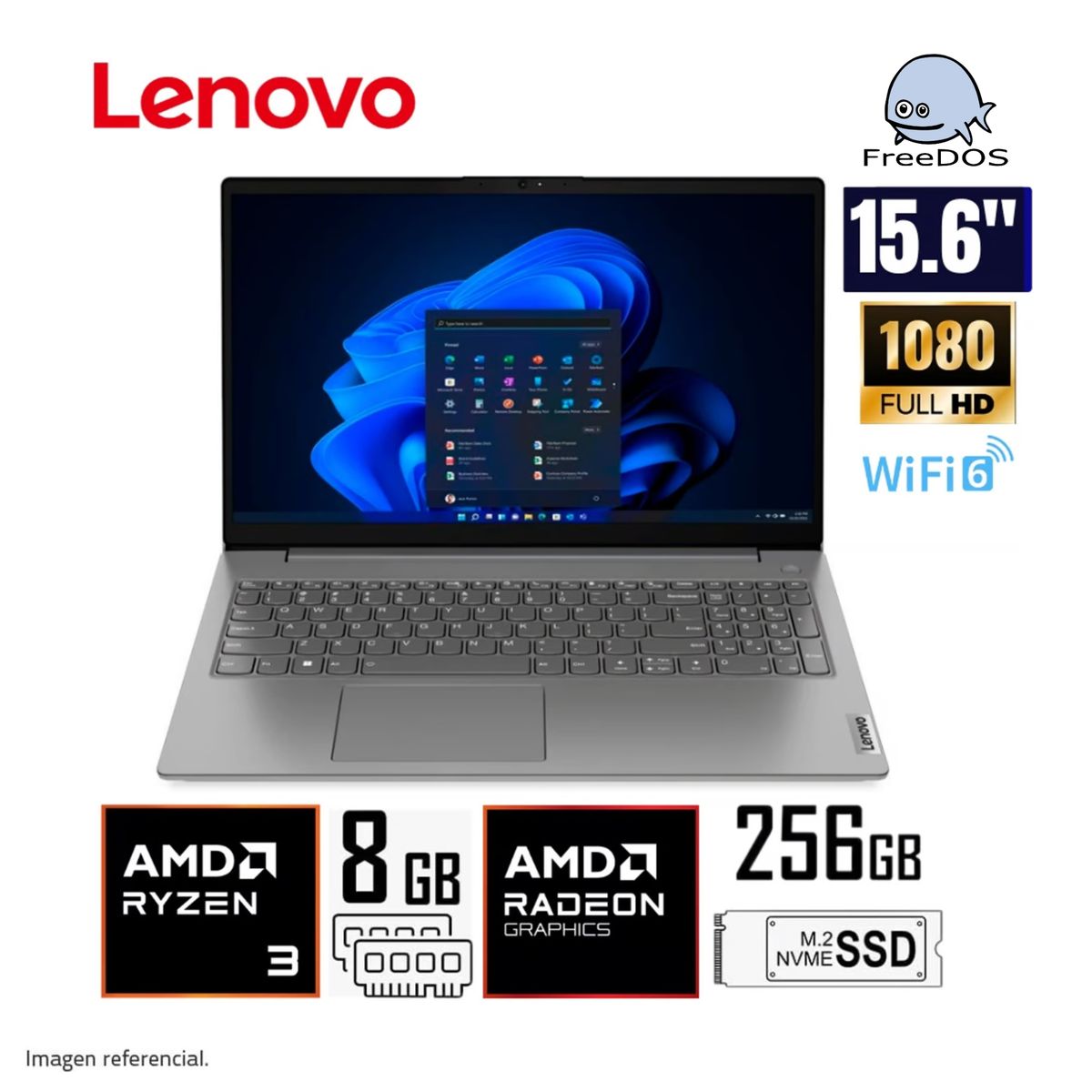 LENOVO - LAPTOP LENOVO  V15 G4 AMN RYZEN 3-7320U 15.6" FHD 8GB RAM 256GB SSD FREEDOS 82YU00X4LM