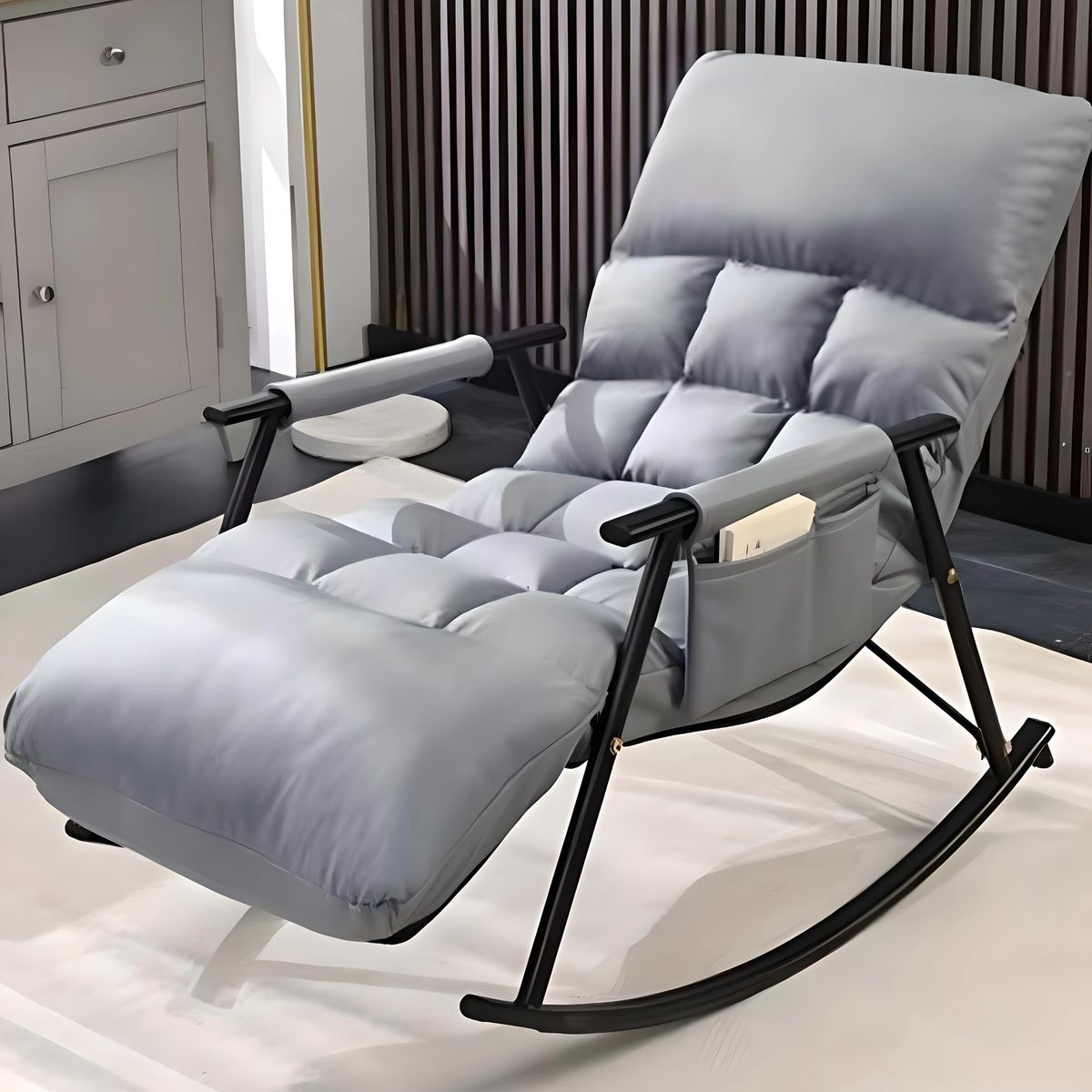 GENERICO - SILLA SILLÓN SOFÁ MECEDORA RECLINABLE TERRAZA GRIS