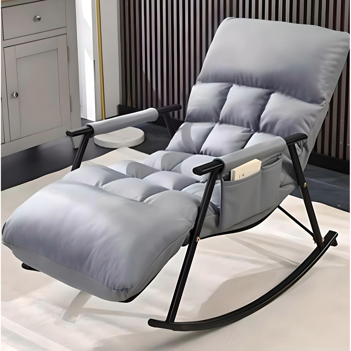 GENERICO - SILLA SILLÓN SOFÁ MECEDORA RECLINABLE TERRAZA GRIS