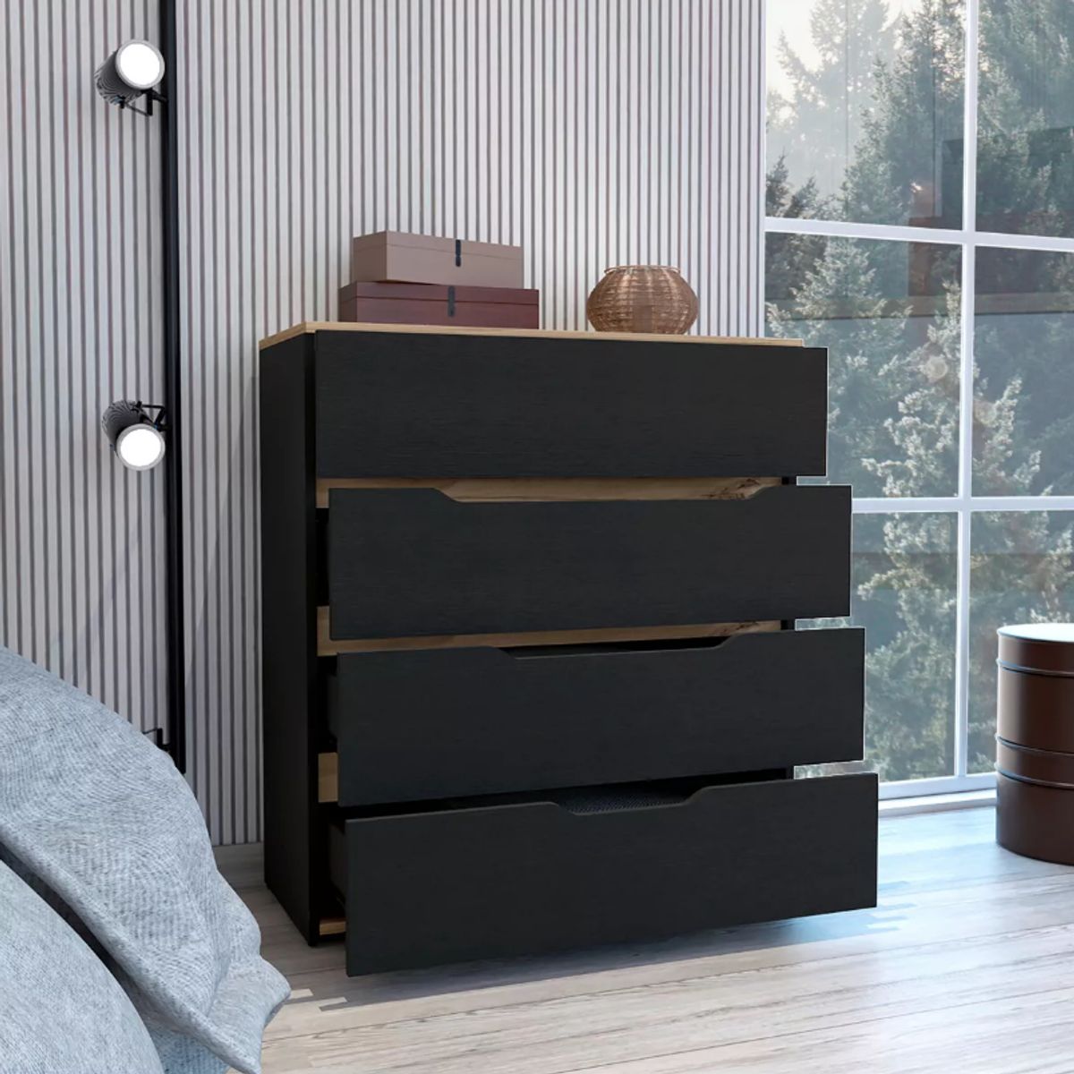 NACION MUEBLES - COMODA NACION MUEBLES KUNRU COLOR NEGRO