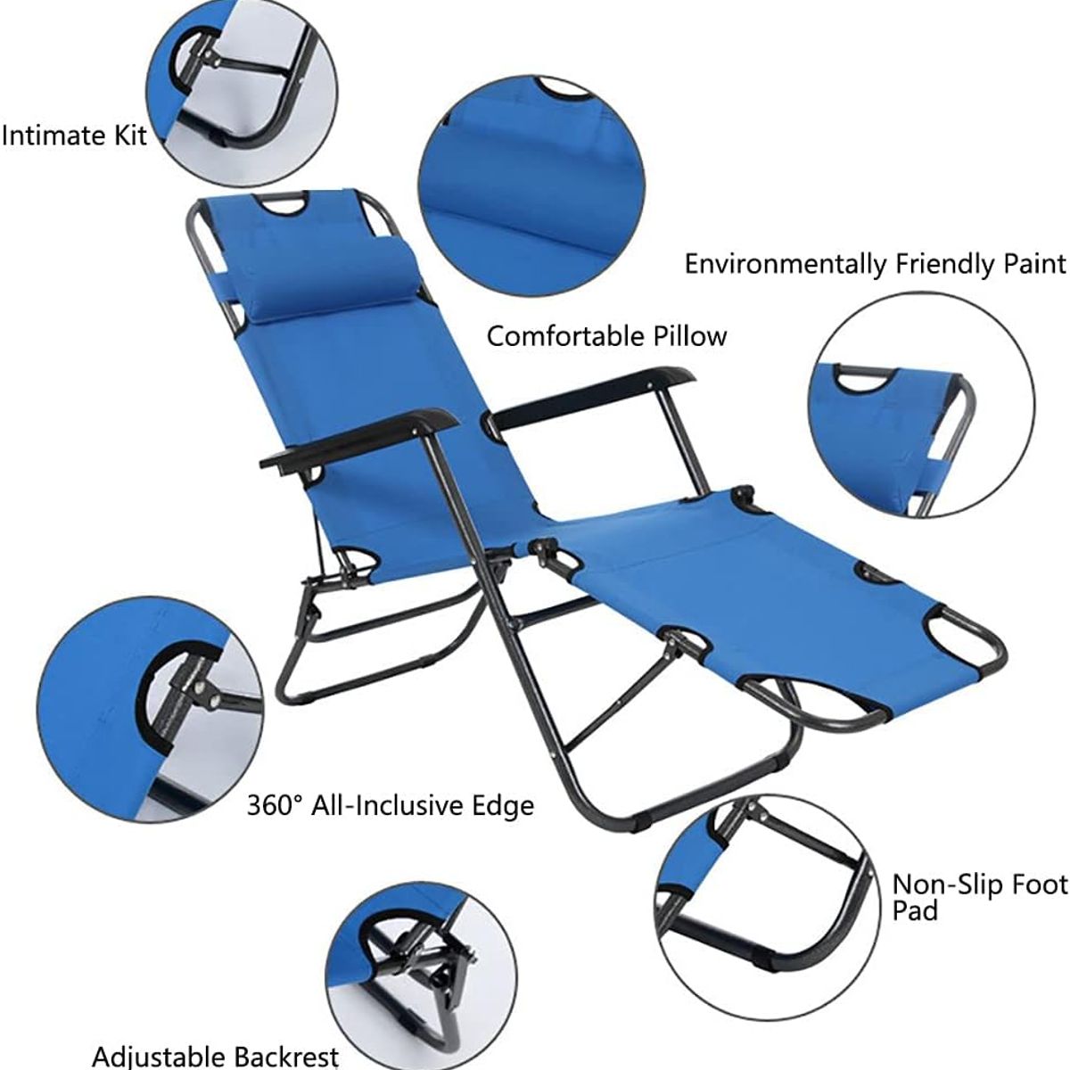 GENERICO - SILLA RECLINABLE TERRAZA PLAYA GRAVEDAD CERO CELESTE