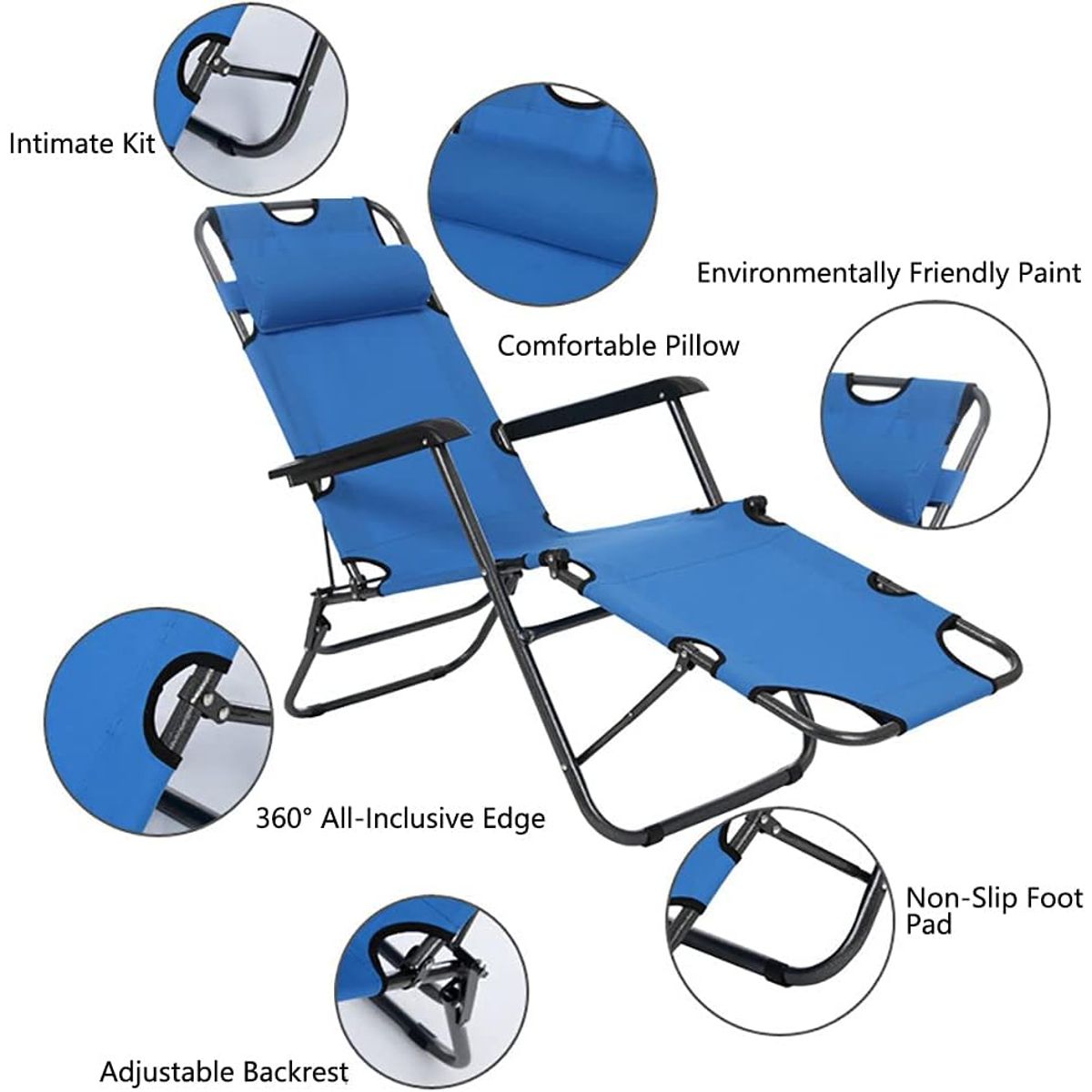 GENERICO - SILLA RECLINABLE TERRAZA PLAYA GRAVEDAD CERO CELESTE