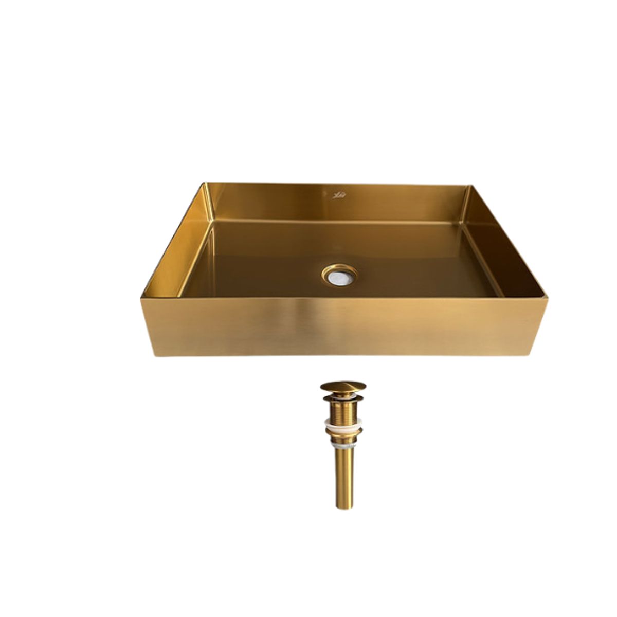 XM - LAVATORIO DE ACEROO DORADO CON DESAGUE LA30407-5538