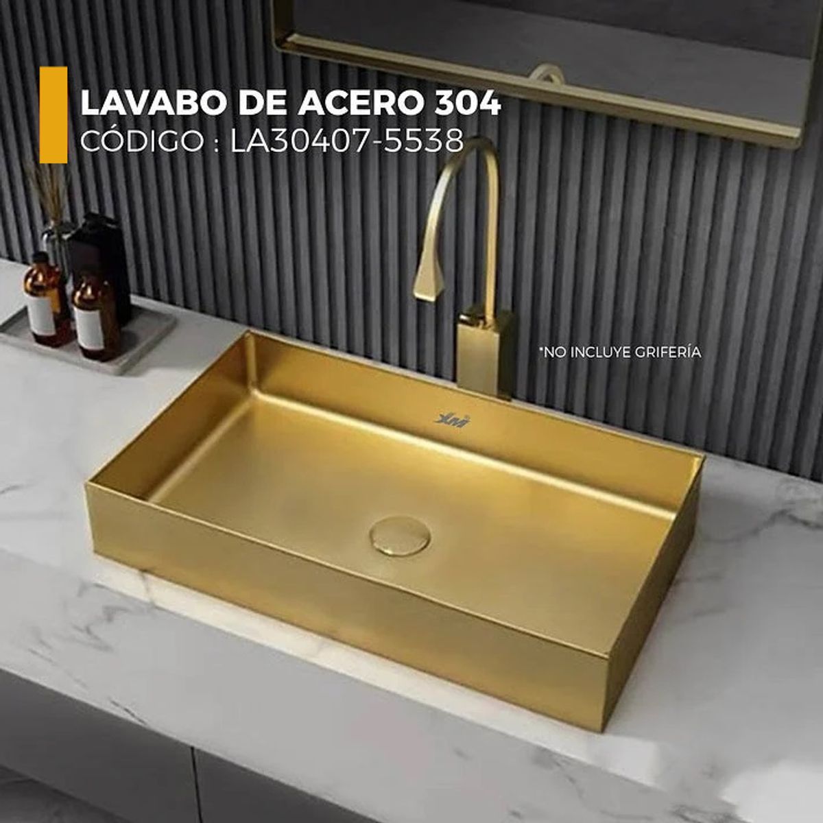 XM - LAVATORIO DE ACEROO DORADO CON DESAGUE LA30407-5538