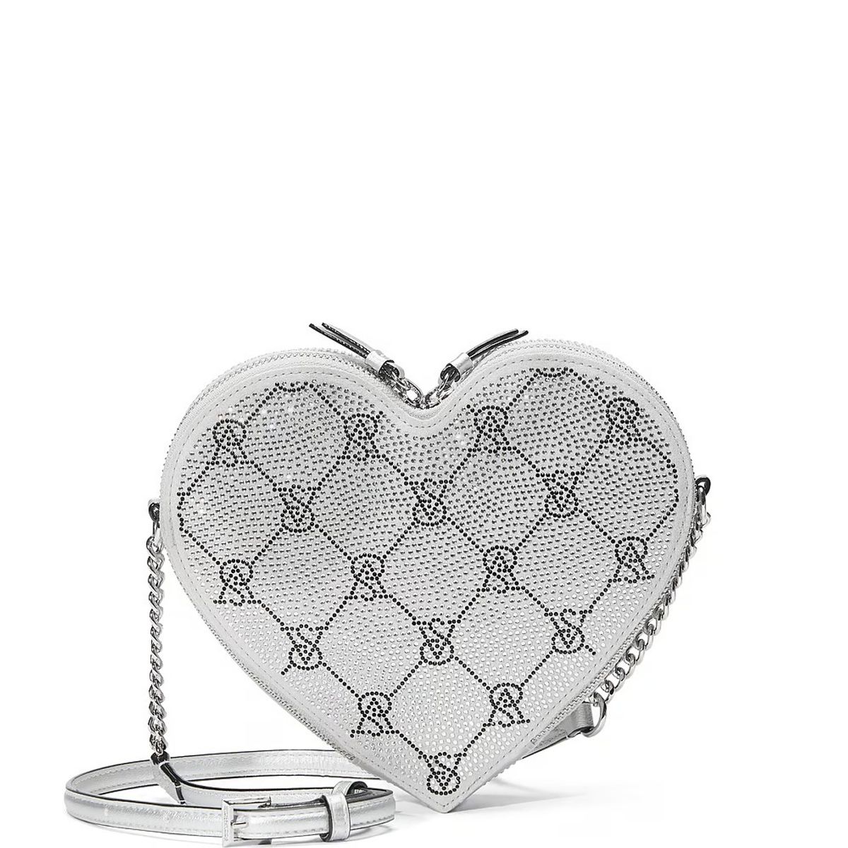 VICTORIA'S SECRET - Crossbody plateado brillante de corazón victorias secret