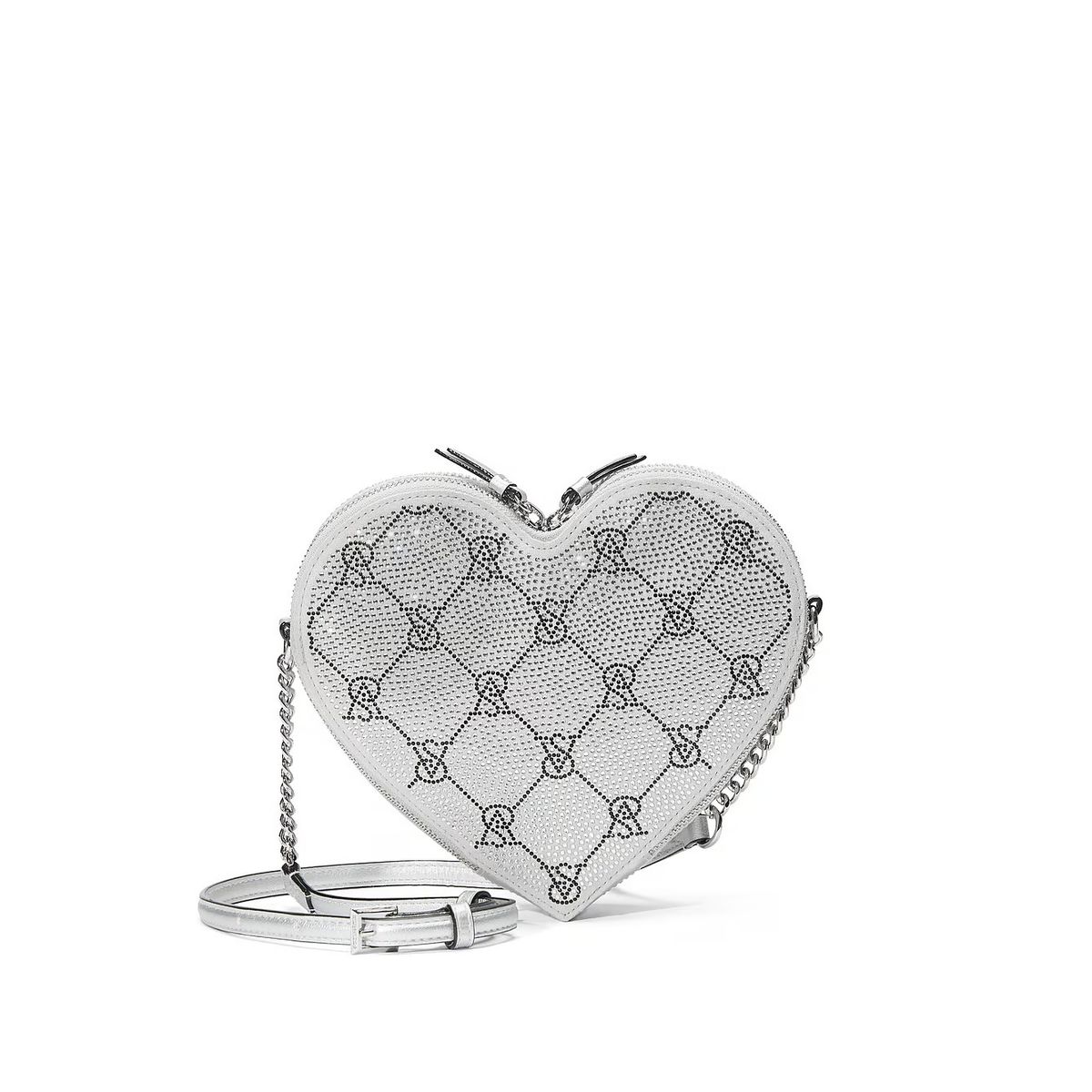 VICTORIA'S SECRET - Crossbody plateado brillante de corazón victorias secret