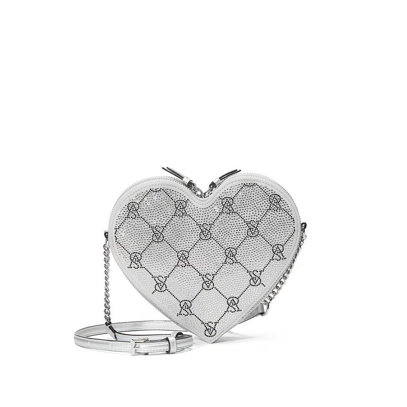 VICTORIA'S SECRET - Crossbody plateado brillante de corazón victorias secret