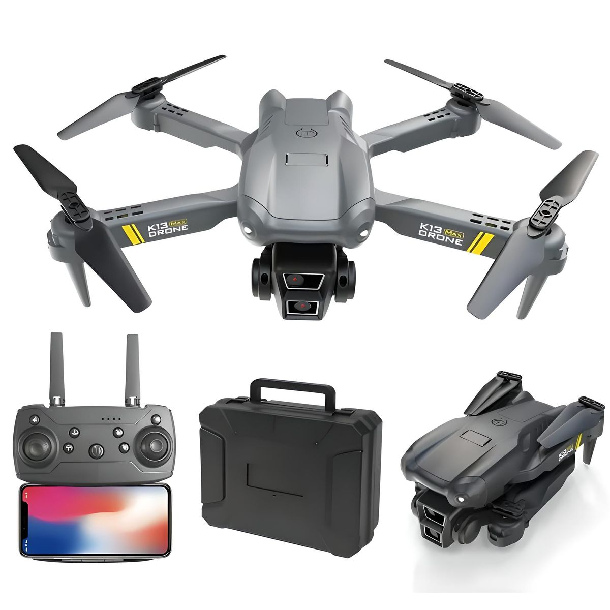 GENERICO - DRONE VOLADOR MAX DOBLE CÁMARA HD ESTUCHE PROTECTOR PORTÁTIL