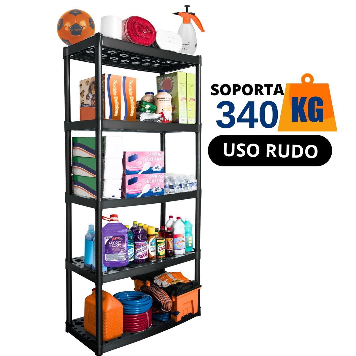 TRUPER - Estante de plástico organizador de herramientas 5 repisas