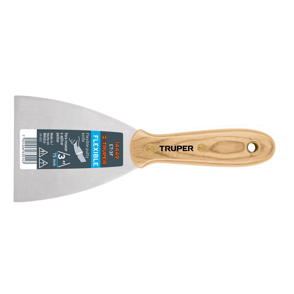 TRUPER - Espátula flexible 3 con mango de madera Truper