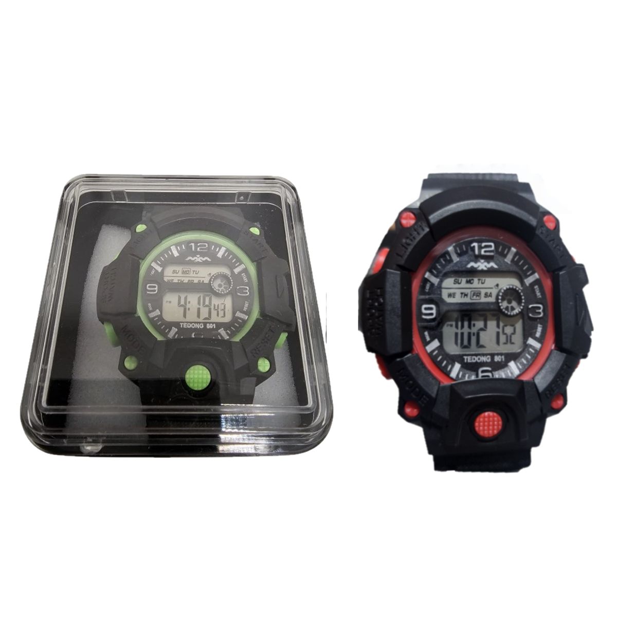 GENERICO - Kit 2 relojes pulsera con luz fecha y cronómetro