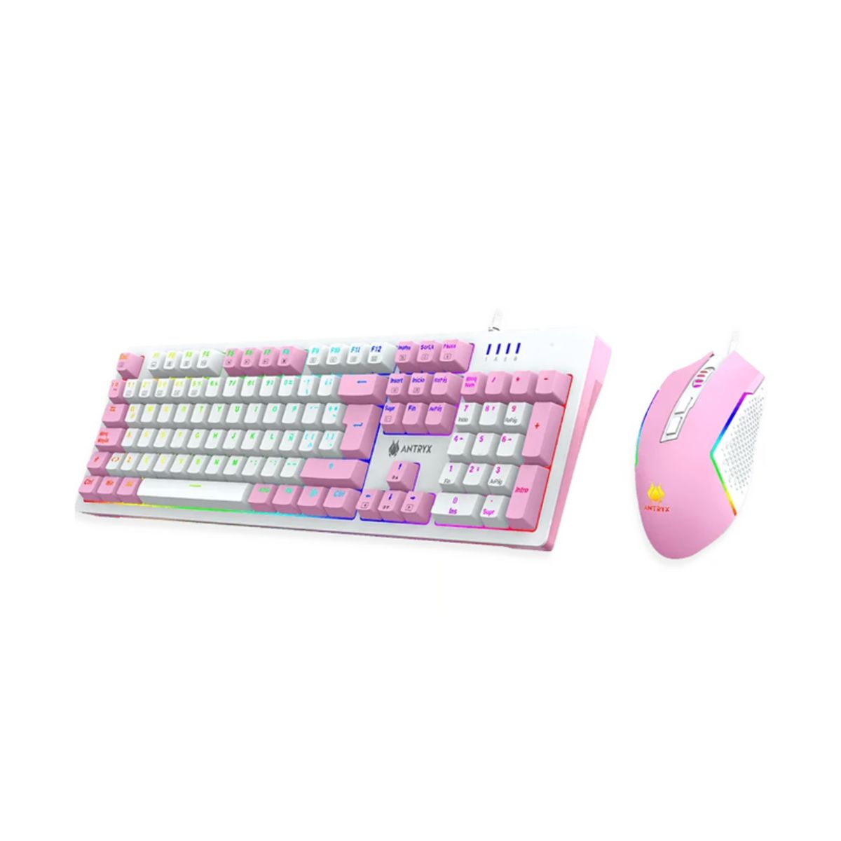 ANTRYX - Kit Gaming Teclado Mecánico + Mouse  Antryx GC-5400 PINK, BLUE SWITCH